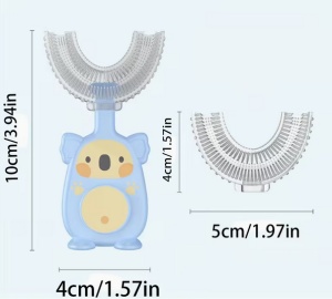 Periuta de dinti pentru Copii, Manuala, Silicon si Plastic, 10 cm, Koala Bleu, 2 ani+ - Img 3