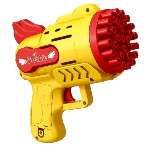 Pistol De Facut Baloane de Sapun, 29 Orificii, Recipient, Solutie, Galben, Plastic