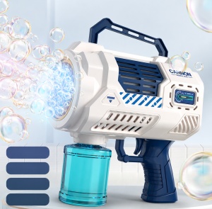 Pistol pentru Baloane de Săpun Bubble Blaster Space Pro Albastru-Alb, cu Efecte Luminoase LED, Funcționează pe Baterii - Img 4
