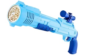 Pistol Tip Pușcă Albastru pentru Baloane de Săpun cu Lumini LED, Funcționare pe Baterii