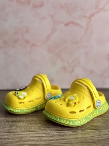 Saboți Copii Tip Crocs din Spumă cu Accesorii 3D Detașabile, Baretă Reglabilă, Talpă Antiderapantă, Galben - Img 10