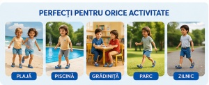 Saboți Copii Tip Crocs din Spuma cu Cățeluș 3D, Baretă Reglabilă, Talpă Antiderapantă, Albastru - Img 9