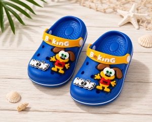 Saboți Copii Tip Crocs din Spuma EVA cu Cățeluș 3D, Baretă Reglabilă, Talpă Antiderapantă, Albastru - Img 11