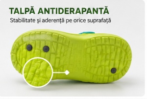 Saboți Copii Tip Crocs din Spumă EVA cu Cățeluș 3D, Baretă Reglabilă, Talpă Antiderapantă, Verde - Img 6