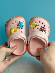 Saboti Pentru Copii stil Crocs, Papuci Plaja, cu Accesorii Detasabile, Spuma, Roz