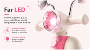 Scooter Roz pentru Copii cu 3 Roți, Far LED, Direcție 135° și Compartiment Depozitare – Ride-On pentru Copii 1-6 Ani - Img 7