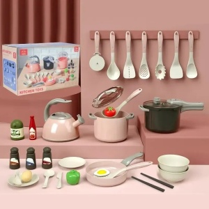 Set Accesorii pentru Bucatarie Copii, 32 Piese, Plastic, Roz, 3 ani+ - Img 5