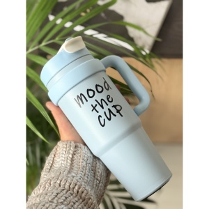 Termos Mood The Cup, Otel Inoxidabil interior, cu Pai si Maner, Bleu, 1000 ml - Img 2