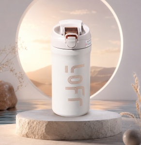Termos pentru Adulti, cu Pai, Gri mat, 600 ml