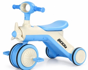Tricicletă de Echilibru Albastru-Alb cu Design Avion, pentru Copii 1-3 Ani