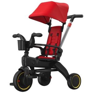 Tricicleta Pentru Copii, Maner Detasabil, Cu Pedale, Pliabila, Rosu