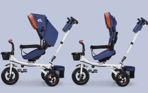 Tricicleta Pentru Copii, Scaun Pivotant la 360, Spatar cu 3 Pozitii, Mov/Negru - Img 2