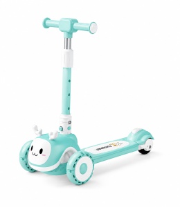 Trotinetă Copii 3 în 1, Turcoaz, Roti cu Lumini LED, Șezut și Mâner Reglabil, Model Ren - Img 3