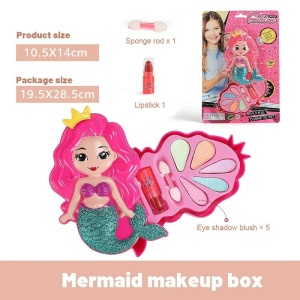Trusa Machiaj Pentru Copii, Model Sirena, Farduri, Mini Ruj, Buretei
