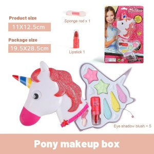 Trusa machiaj pentru copii Unicorn, Farduri, Mini Ruj, Buretei - Img 2