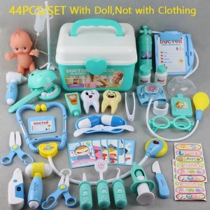 Trusa pentru copii Micul Doctor, Accesorii medicale, Valiza, 44 Piese, Plastic, Albastru, 3 ani+