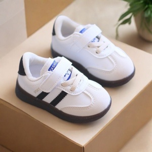 Adidași Copii Alb cu Negru, Închidere cu Scai și Șiret Elastic, Talpă Antiderapantă, Model Sport Casual - Img 2