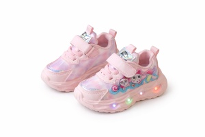 Adidași pentru Copii Roz cu LED, Talpă Luminoasă Multicoloră, Închidere cu Scai și Design cu Personaje Vesele - Img 2