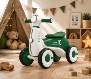 Bicicletă de Echilibru pentru Copii 2-4 Ani cu 4 Roți, Lumini LED și Muzică – Verde - Img 3