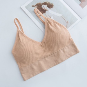 Bustiera Sport pentru Dama, cu Bretele si Spatele Gol, Fara Cusaturi, Model Push Up, Marime S/M, Roz