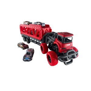 Camion Transportor cu 6 Masini de Cursa, Plastic, Rosu - Img 3