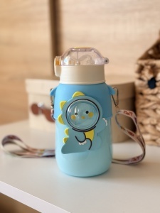 Cana cu Pai pentru Copii, Albastru, Plastic, 720 ml - Img 4