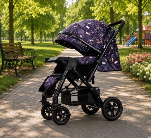 Carucior Copii Multifunctional 2 in 1 Reglabil, Pozitie Somn, Maner Reversibil, Happy Planet 9912 - Img 3