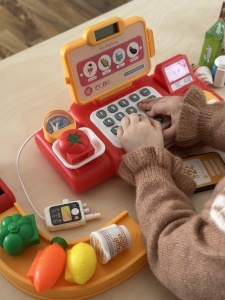 Casa De Marcat Cu Cititor Cod si Banda Pentru Produse, Cu Accesorii, Sunete si Lumini, 36 Piese - Img 3