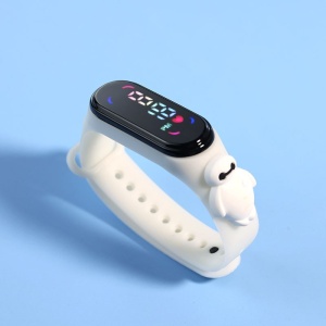 Ceas Pentru Copii, Bratara Silicon Reglabila, Baterie Integrata, Cadran Digital, Alb, Astronaut, Unisex