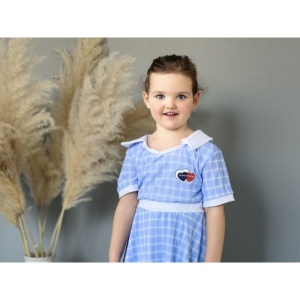 Costum de Baie, Doua Piese, Fusta-Pantalon si Tricou, Sweet Blue, 9-12 ani - Img 2