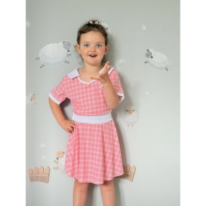 Costum de Baie, Doua Piese, Fusta-Pantalon si Tricou, Sweet Peach, 9-12 ani - Img 2