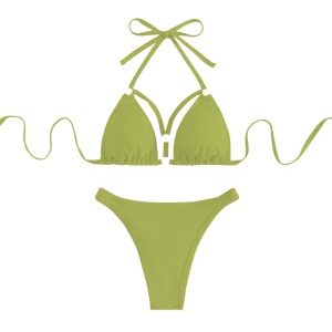 Costum de Baie, Doua Piese, Model Brazilian, Elegant Green