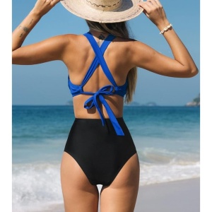 Costum de Baie, Intreg, Decupat, Black and Blue - Img 2