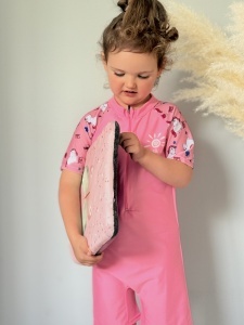 Costum de Baie, Intreg, Model Salopeta, Swim Girl, Pink