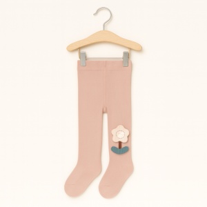Dres cu Talpa pentru Copii, Nude, cu Floare, Bumbac Gros