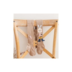 Dres cu Talpa pentru Copii, Nude, cu Iepuras, Bumbac Gros