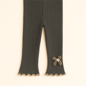 Dres Fara Talpa pentru Copii, Gri Inchis, cu Funda Crosetata Maro, Bumbac Gros