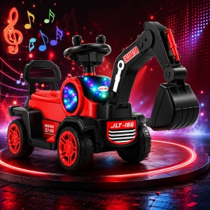 Excavator de Împins pentru Copii cu Lumini, Muzică și Cupă Mobilă – Roșu, 1 – 3 ani - Img 2