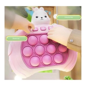 Joc Interactiv Consola Pop It, Cu Muzica Si Lumini, Antistres, Iepure alb cu roz