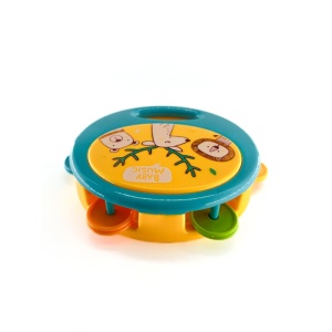 Jucarie Bebelusi Tamburina, Plastic, Turquoise, 14 cm, 3 luni+ - Img 2