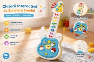 Jucarie Interactivă Chitară, cu Sunete și Lumină, Plastic, Albastru, 3 ani+ - Img 2