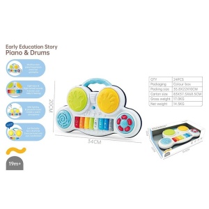 Jucarie Interactiva Pentru Copii 2 in 1 Tobe si Pian, Sunete si Lumini, Multicolora, Plastic, 19 luni+ - Img 2