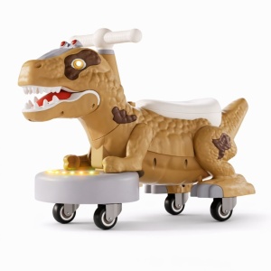 Jucărie Ride-On Dinozaur Crem cu Lumina LED și Mișcare 360°, pentru Copii 1–3 Ani