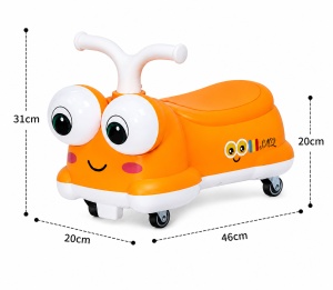 Mașinuță Portocalie Ride-On pentru Copii, Model Omidă, 2-4 Ani, cu Lumini și Roți Silențioase - Img 2