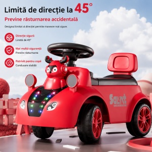 Mașinuță Ride-On pentru Copii 1-3 Ani, cu Lumini LED și Muzică, Model Ren, Rosu - Img 5