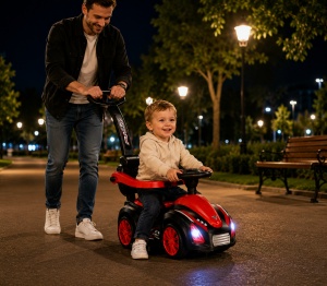 Mașinuță Sport pentru Copii 1-3 Ani cu Depozitare, Lumini și Efecte Muzicale, Rosu - Img 4