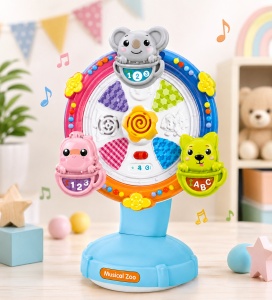 Mini Ruletă Muzicală Interactivă, cu Sunete si Lumini, Model Albastru, 0 luni+