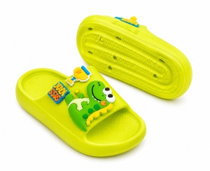 Papuci Copii Verde din Spumă, Model Dino Slide, Ușori, Confortabili și Antiderapanți - Img 3