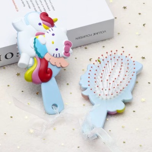 Perie de Păr pentru Copii cu Model Pisicuță-Unicorn 3D,Albastru