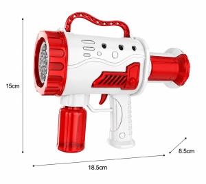 Pistol pentru Baloane de Săpun Model Bubble Cannon Roșu-Alb , cu Lumini LED, Funcționare pe Baterii - Img 2